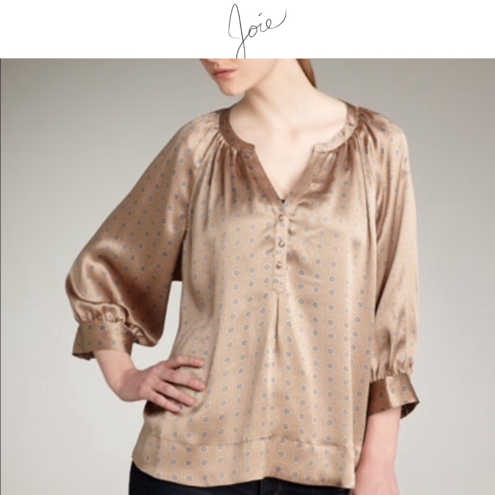 Joie Izzy print silk tunic blouse size M